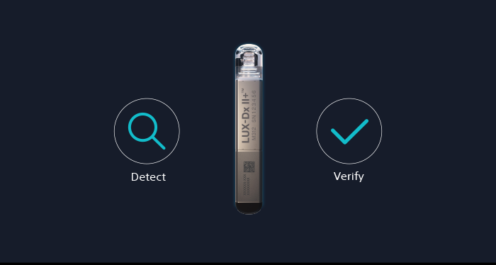 Boston Scientific LUX-Dx II+ Insertable Cardiac Monitor with the words "detect" and "verify."