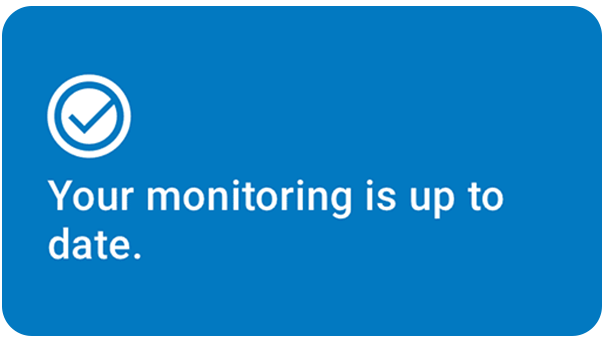 "Your monitoring is up to date" message from myLUX app.