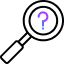 Magnifying glass with quesiton mark icon.
