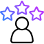 Stars over person icon.
