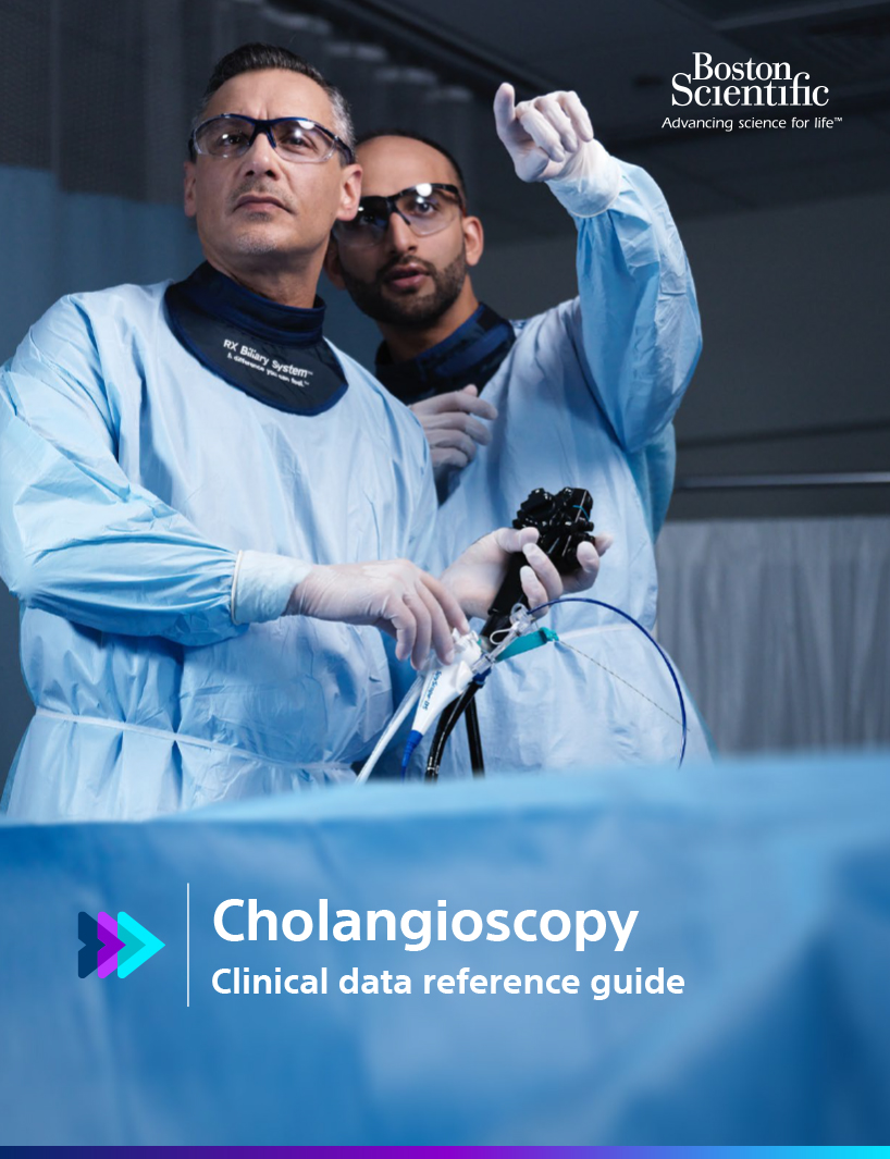 PDF clinical overview of SpyGlass DS II Direct Visualization System containing recent clinical resources and papers by topic.