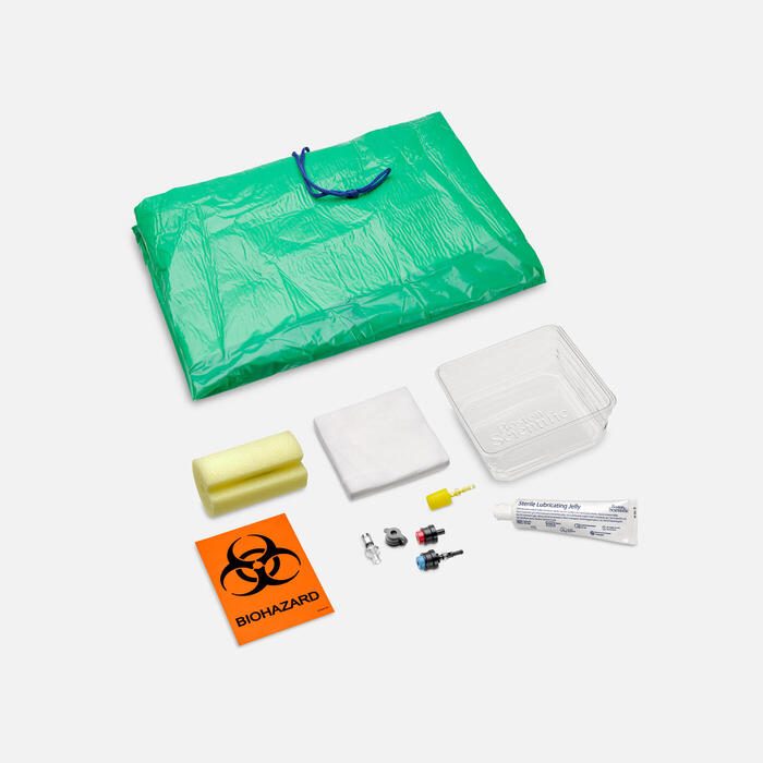 View of the infection prevention kit laid out
