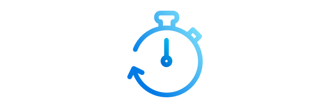 Blue icon of stopwatch.
