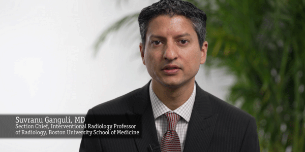 Video screengrab of Suvranu Ganguli, MD Section Chief, Interventional Radiology Professor at Boston University School of Medicine.