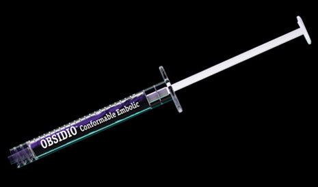 Obsidio Conformable Embolic syringe.