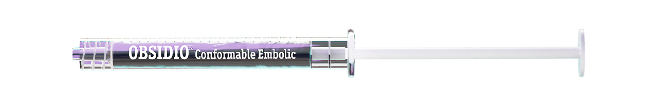Obsidio Conformable Embolic syringe.