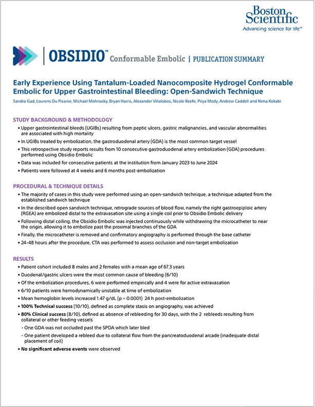  Obsidio Conformable Embolic microcatheter dead space.