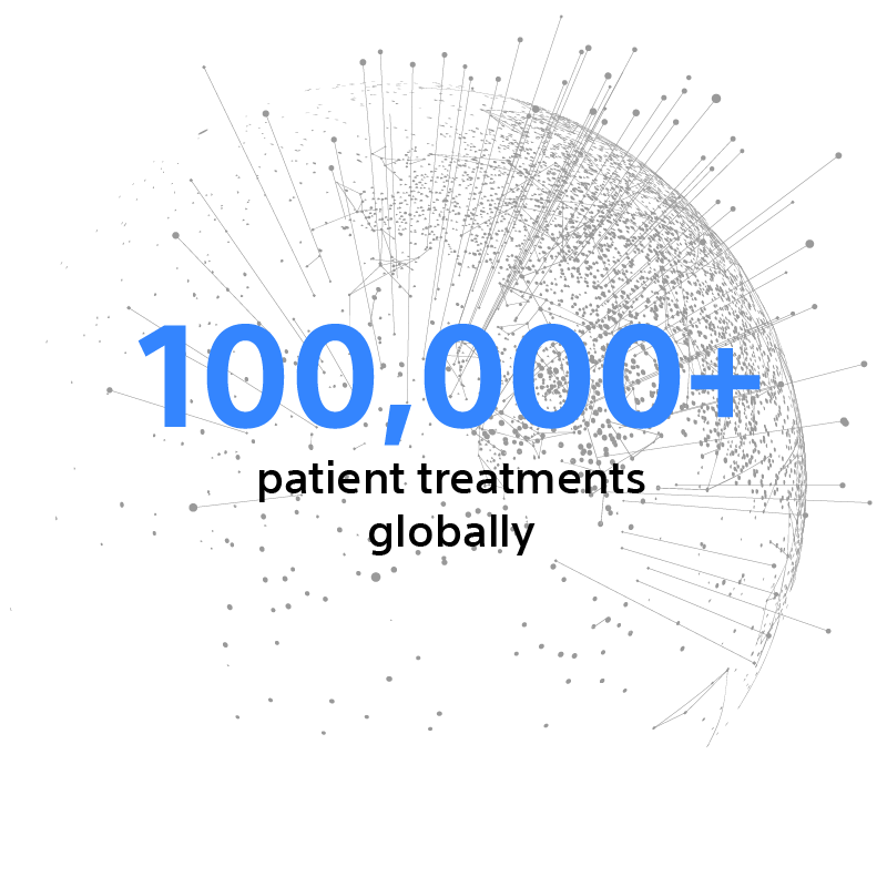 TheraSphere clinical data stat - 100,000+ patient treatments globally.