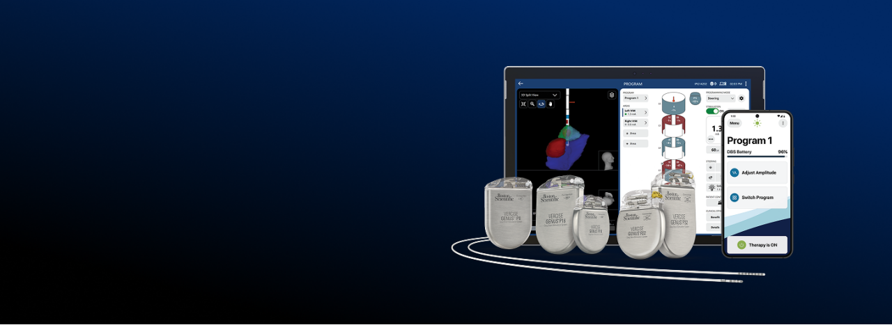 Vercise Genus IPGs, leads, VN5 programmer and DBS patient programmer.