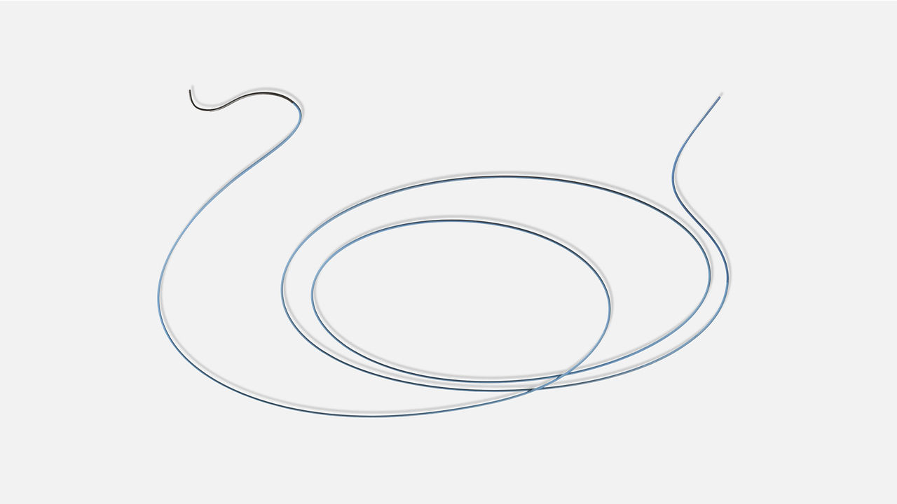Boston Scientific guidewire coiled on a clean white background for stone management procedures 