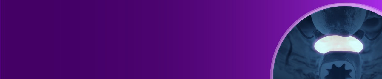 SpaceOAR Vue™ Hydrogel illustration on a purple background.