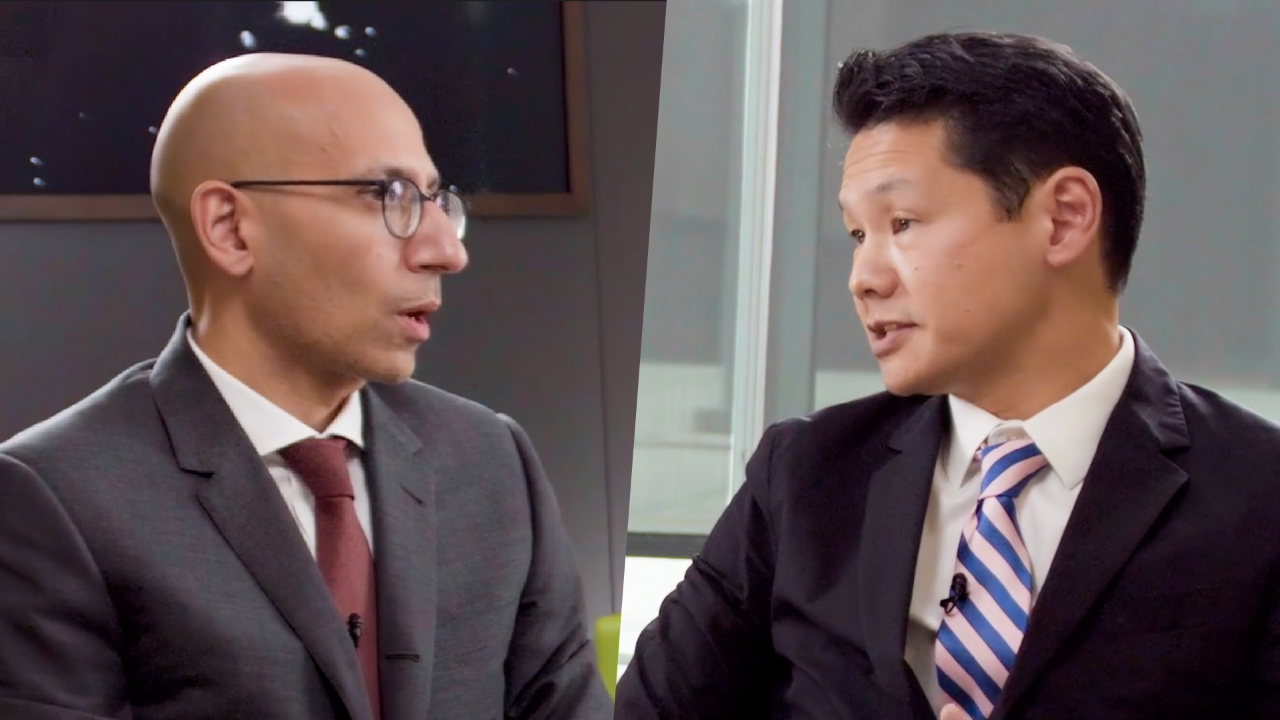 Split image, headshot of Dr. Naeem Bhojani on the left and headshot of Dr. Ben H. Chew on the right