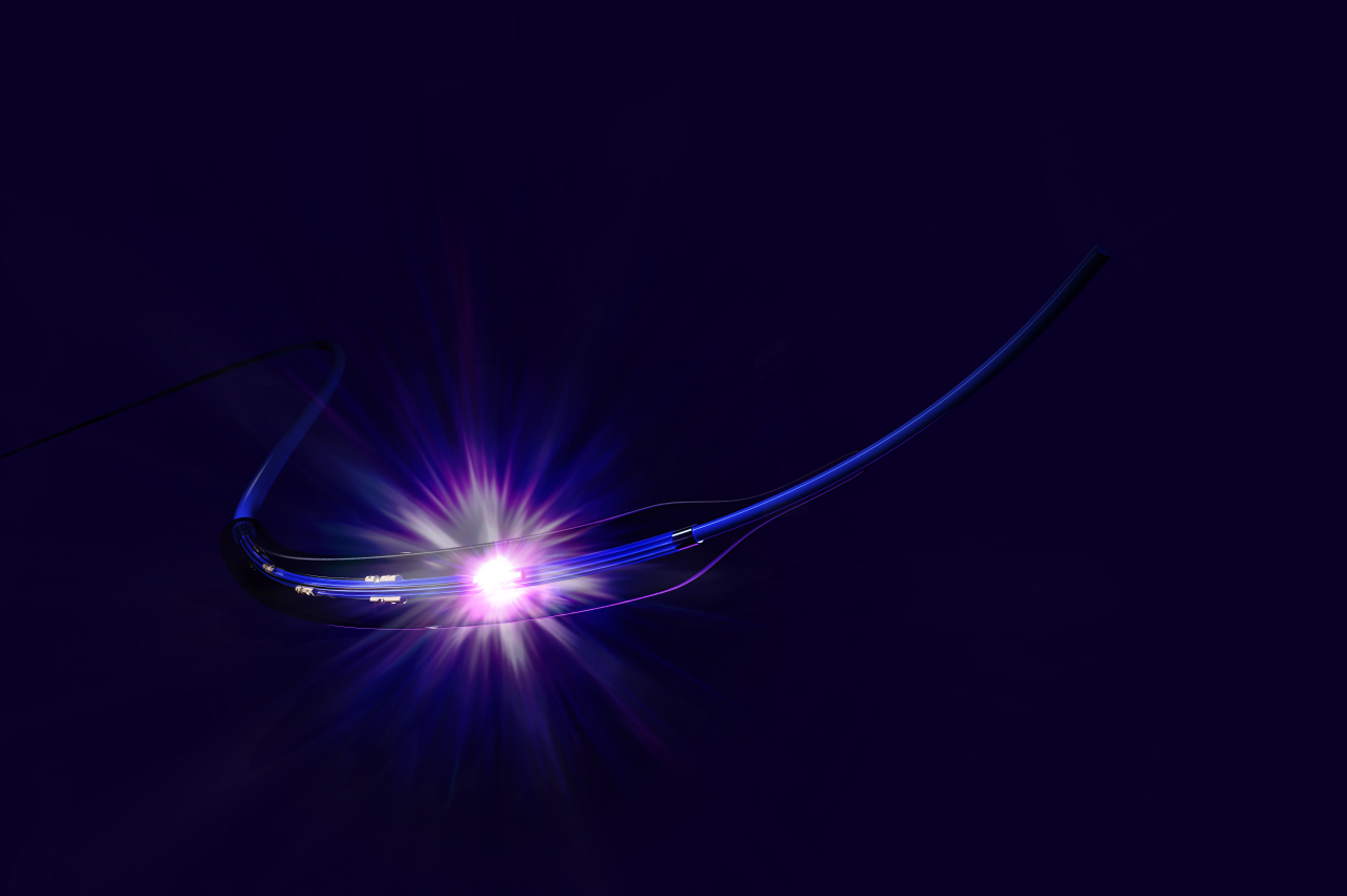 SEISMIQ catheter with purple glow.