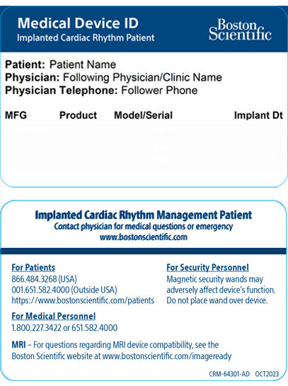 imagem do cartão de identificação do dispositivo médico