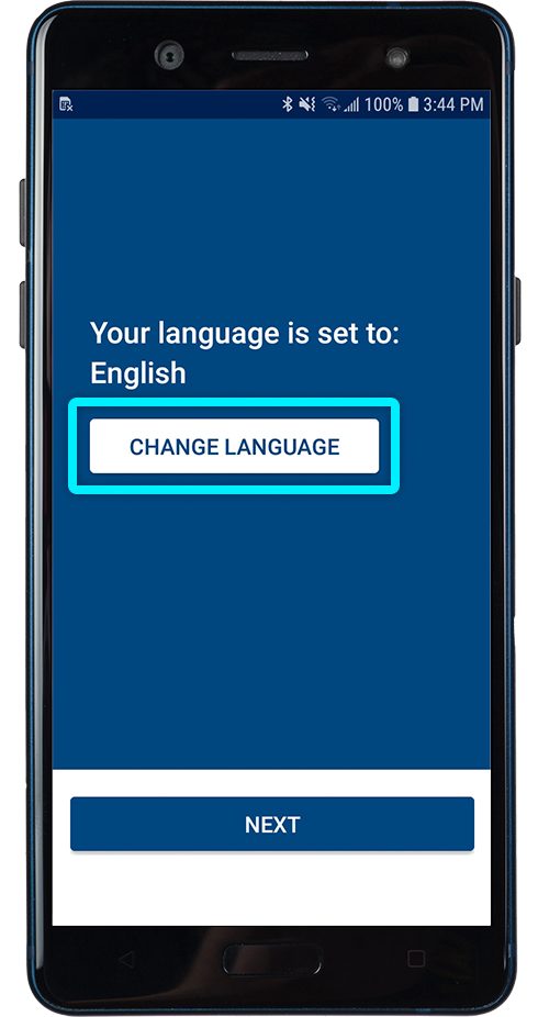 screen prompt to change language
