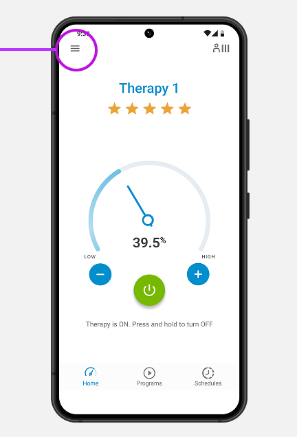 myscs go therapy controller main menu button.