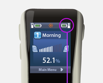 screen showing battery level icon in upper right corner.