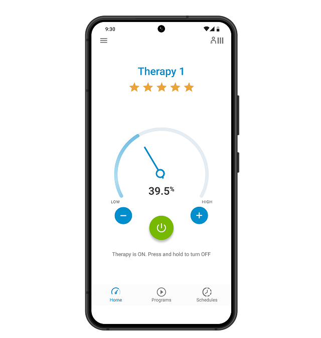 mySCS Go Therapy Controller app home screen