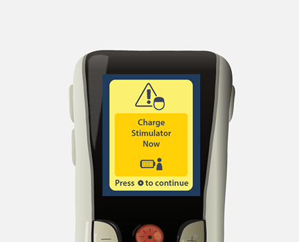 charge stimulator now warning message.