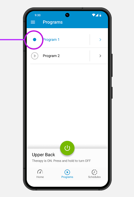 tap program name to select program. It will highlight in blue when selected.