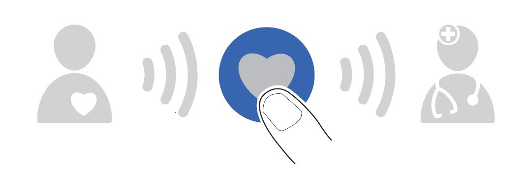  LATITUDE™ Home Monitoring System Graphic - Pressing the heart button 