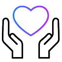 Heart in hands icon.