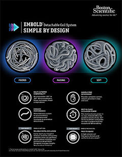 Boston Scientific Embold Detchable Coil System sell sheet with image of coil against black background.