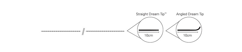 Diagram of Dreamwire Guidewire showing different tip lengths 