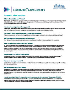 GreenLight™ Laser Therapy FAQs flyer thumbnail.