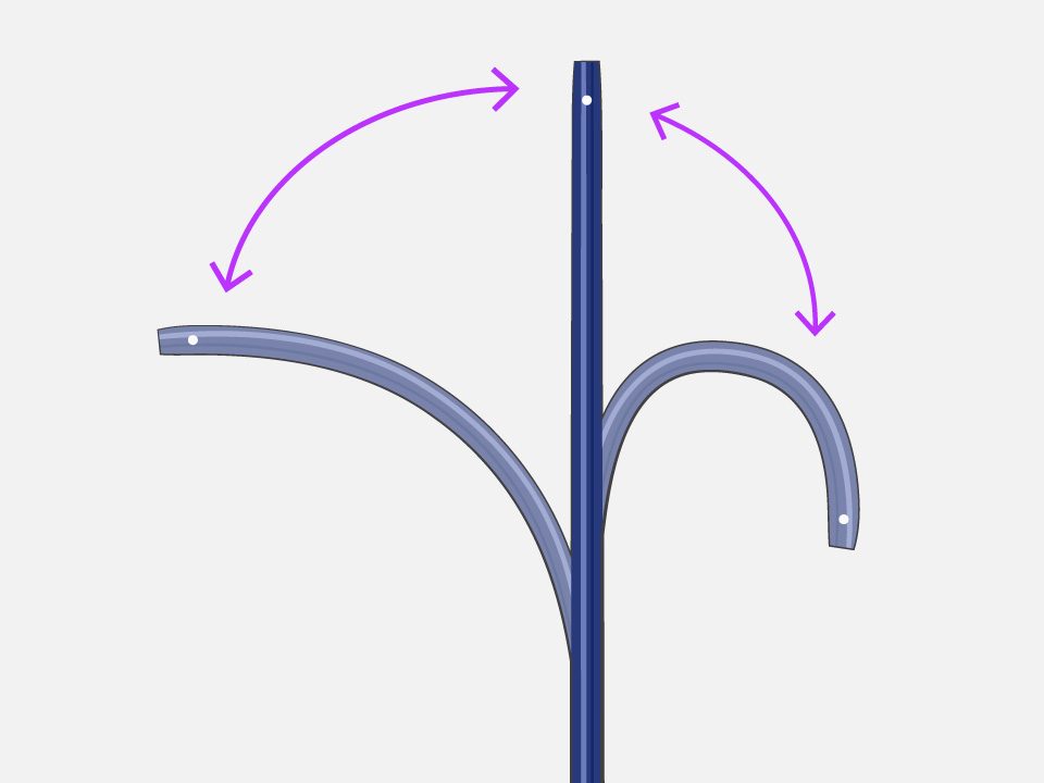 Graphic image of VersaCross Steerable Sheath with arrows showing its durability and strength.