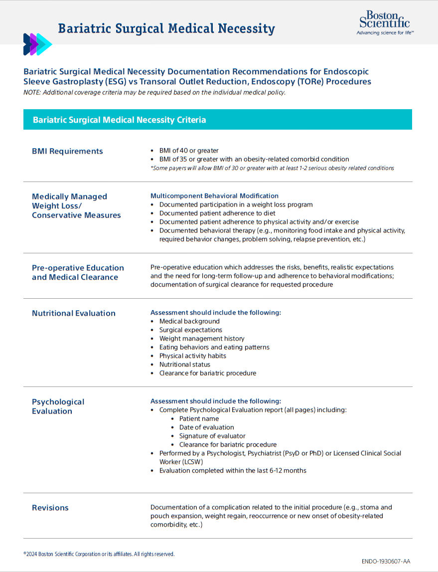 Bariatric Surgical Medical Necessity Guide.