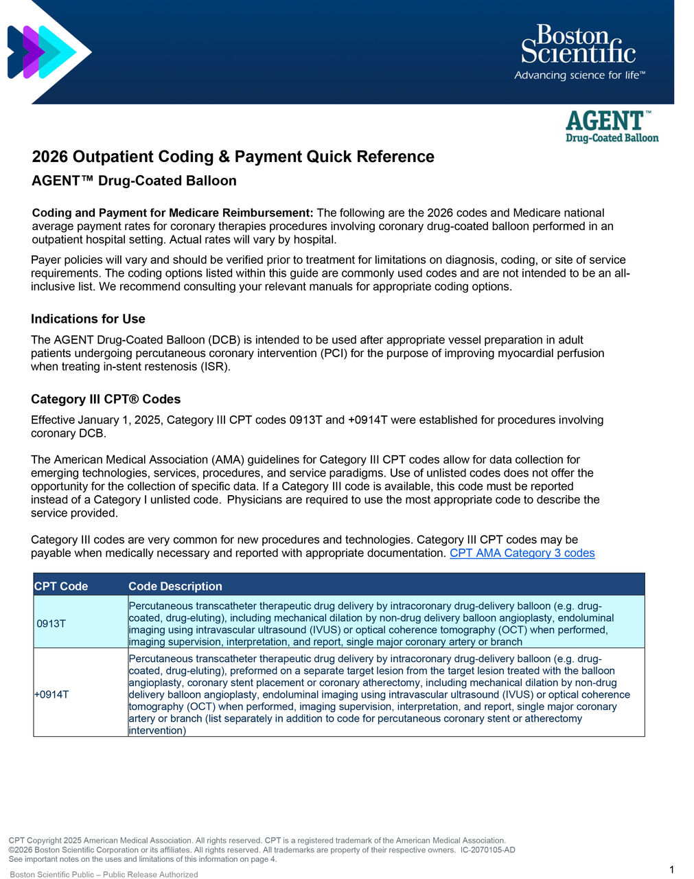 2026 Agent™ Drug-Coated Balloon Outpatient Coding Payment Guide