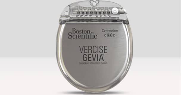 A product shot of the deep brain stimulation device, Vercise Gevia