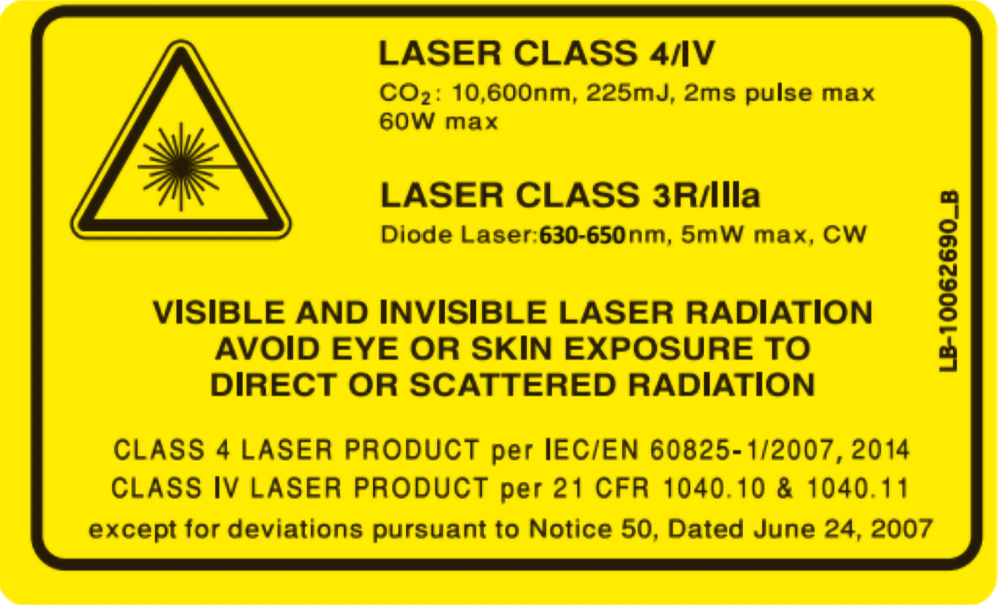Etiqueta de advertencia sobre el láser UltraPulse DUO