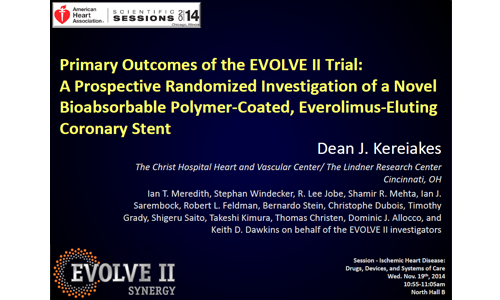 Datos de 1 año del ensayo EVOLVE II por el Dr. Dean Kereiakes en AHA 2014