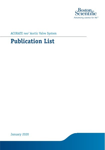 ACURATE neoTM Aortic Valve System Publication List