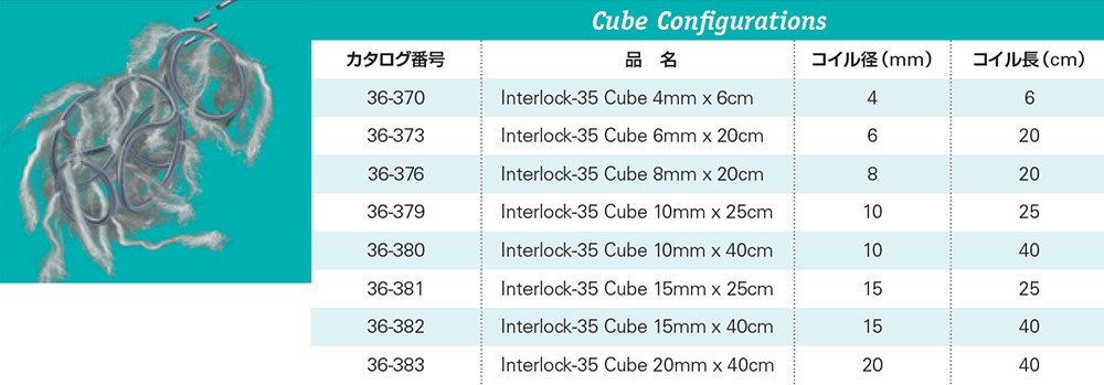 Interlock™-35 Fibered IDC™ Occlusion System Cube Configurations