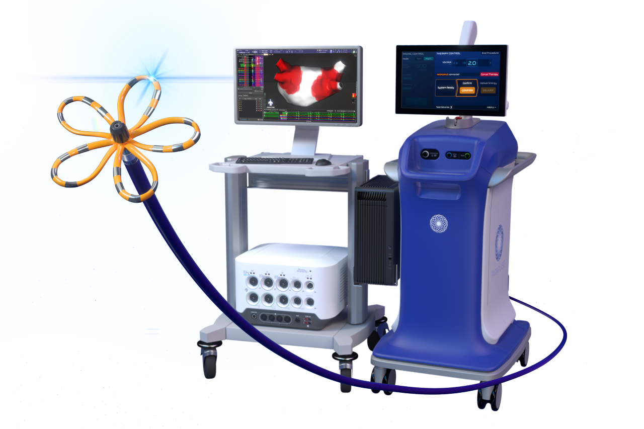 파라펄스 PFA 시스템에 사용되는 파라웨이브 NAV PFA 카테터와 파라뷰 소프트웨어 모듈