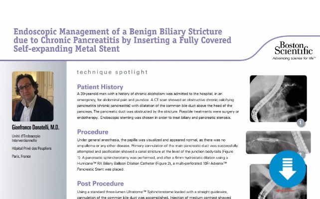 Endoscopic Management of a Benign Biliary Stricture due to Chronic Pancreatitis by Inserting a Fully Covered Self-expanding Metal Stent