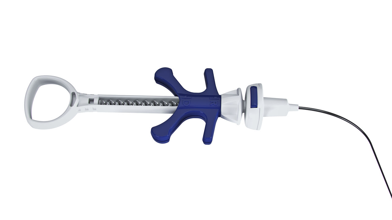 white gloved hand holding Spyglass Digital Catheter